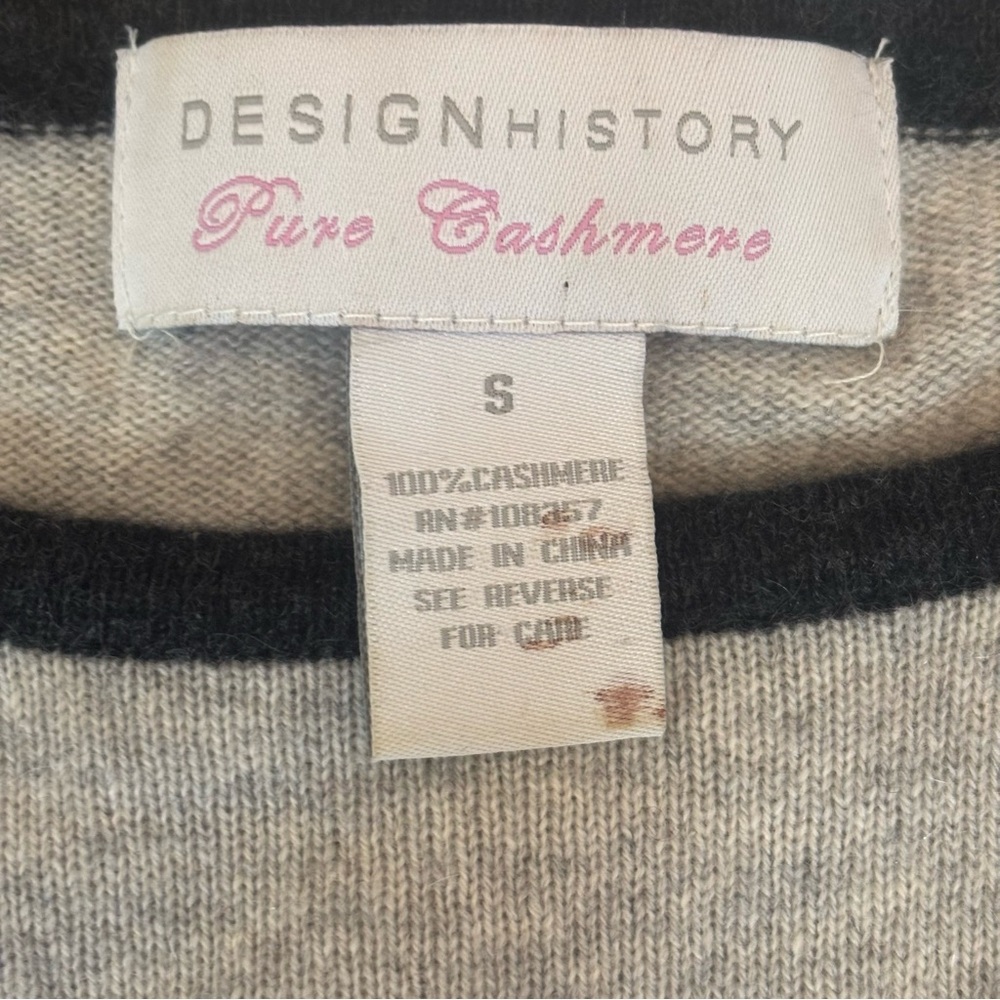 Design History Pure Cashmere Lux Gray Black Stripe Sweater Size S Oversized - Picture 6 of 9